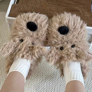 Puppy Fluffy Room Shoes   3 Sizes  Indoor Slippers  Terrier Dog