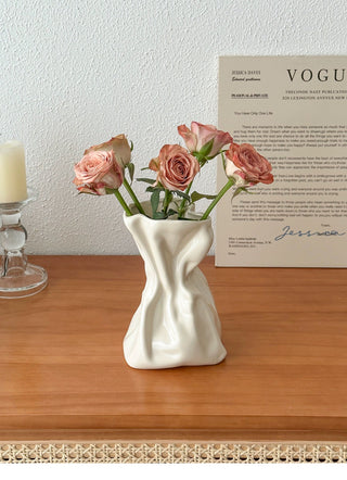 Pleated Ceramic Flower Vase