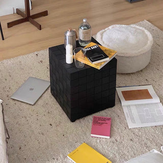 Black Cube-shaped Side Table Block Tile Table Stool