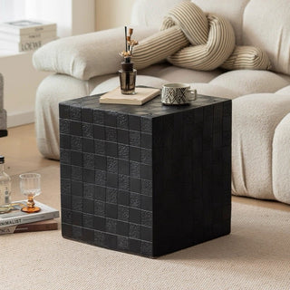 Black Cube-shaped Side Table Block Tile Table Stool