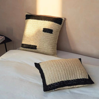 Straw material Monotone cushion cover 2 types  45 x 45 cm