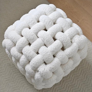 Boucle knitted stool white dresser chair ottoman
