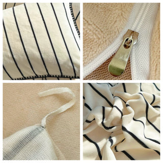 Striped Stitch Velvet-like Winter Duvet Cover Set