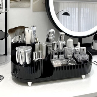 360 Degree Rotating Brush Stand with Cosmetic Storage Tray