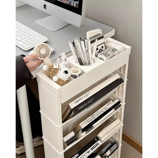 12cm Wide Slim File Wagon with Casters Desk Storage Magazine Rack Multifunctional White