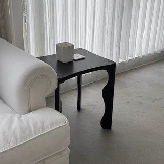 Black Wave Leg Square Compact Side Table