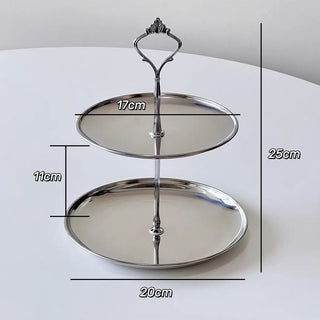 Stainless steel two-tier accessory tray display
