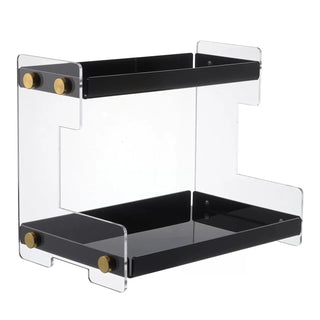 Clear Gray Acrylic Two-Tier Storage Display Rack for Cosmetics and Perfumes