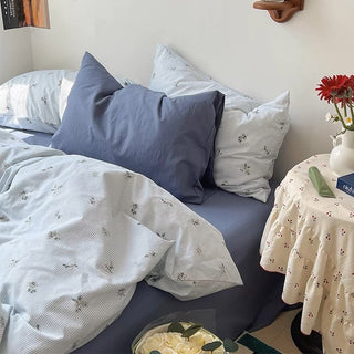 Flower Stripe Duvet Cover Set