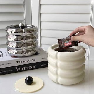 Ceramic storage box with lid brush standin .