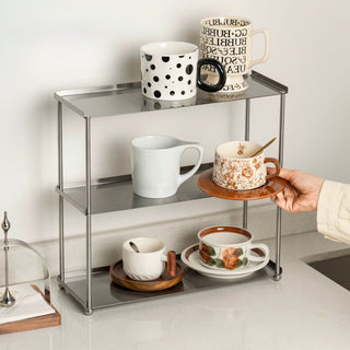 Stainless steel silver cup storage rack two-tiered or three-tiered 2 types