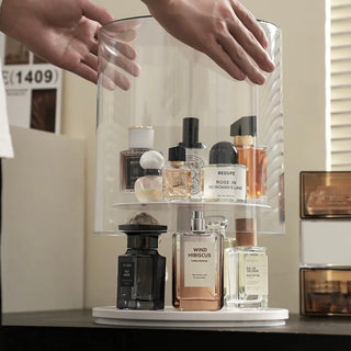 360 Degree Rotating Clear Perfume & Cosmetics Storage Two-Tier Display Rack
