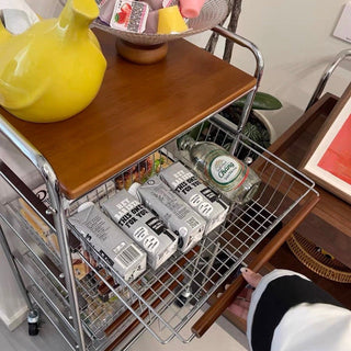 Castered drawer slim wood storage rack  wagon side table
