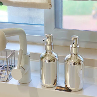piece set Metallic Silver Soap Dispenser
