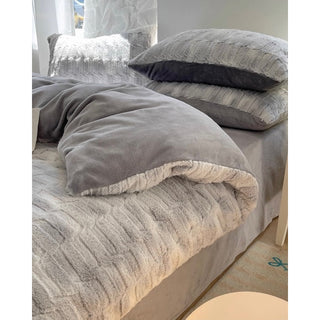 Nuance Gray Milk Velvet Winter Duvet Cover Set  Thick
