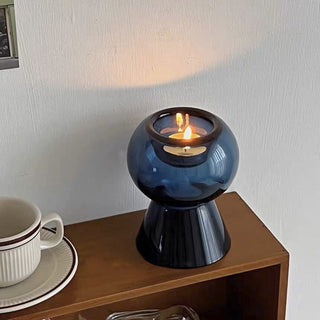 2way Blue Glass Candle Holder Vase