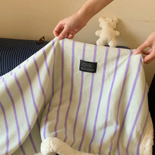 Color Stripe Pattern Fluffy Soft Blanket 100 x 150 cm Blanket Throw