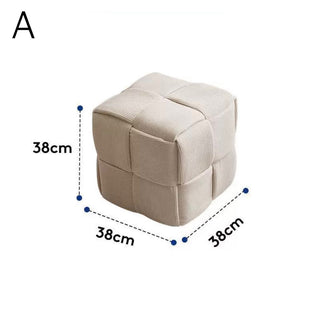 Cube-shaped woven stoolin  ottoman 38cm high