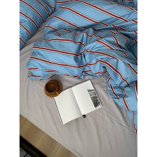 Blue and Red Stripe Duvet Cover Set