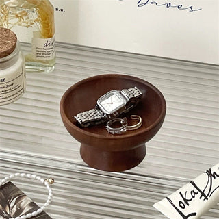 Legged Wooden Round Mini Accessory Tray Storage Tray
