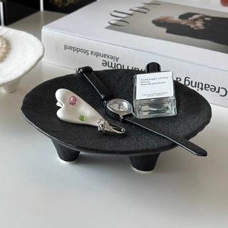 Matte Color Round Accessory Tray with Legs