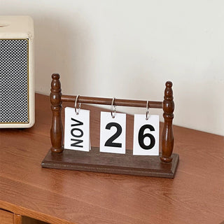 Retro Wood Frame Desktop Perpetual Calendar