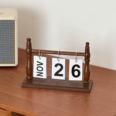Retro Wood Frame Desktop Perpetual Calendar