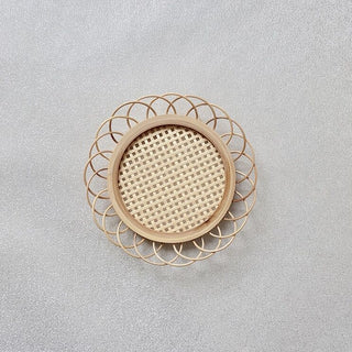 Flower Motif Bamboo Coaster Set of 2