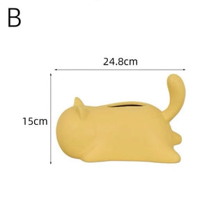 Lying Down Cat Ceramic Tissue Case  Cat Tissue Box