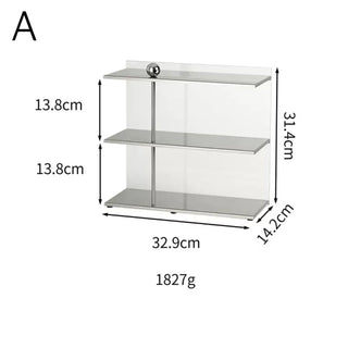 Clear Acrylic Stainless Steel Three-Tier Storage Display Rack   Cosmetic Storage Mug Rack