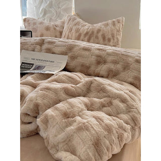 Nuance Brown Milk Velvet Winter Duvet Cover Set  Thick