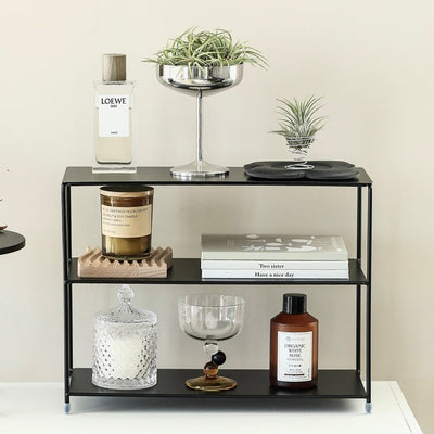 Iron Simple Three-Tier Display Rack Black