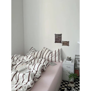 Pink Wide Stripe Duvet Cover Set