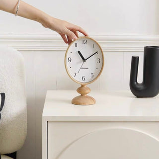 Oval-shaped Retro Wood Stand Clock