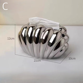 Shell motif ceramic tissue case