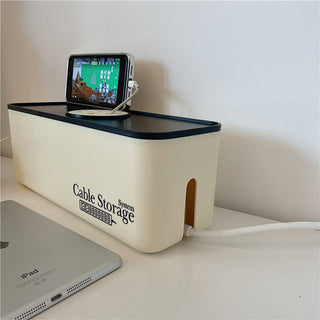 Lettering Covered Power Strip Storage Cable Box