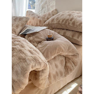 Nuance Brown Milk Velvet Winter Duvet Cover Set  Thick