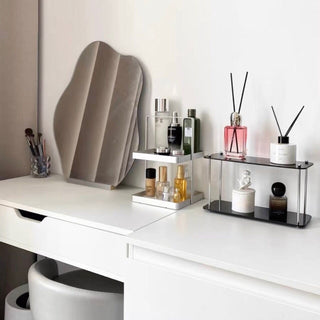 Handle-equipped silver frame square two-tier storage rack