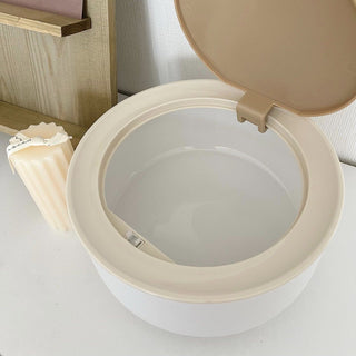 Wood-look x White Desktop Dustbin with Lid