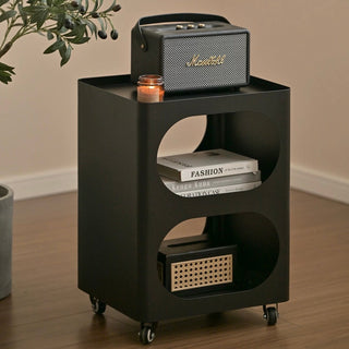 Castered Iron Open Storage Tier Side Table  Wagon Rack