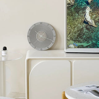 Matte Gray Mirror Round Clock  Wall Clock