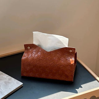 Geometric Pattern Embossed Faux Leather Tissue Case