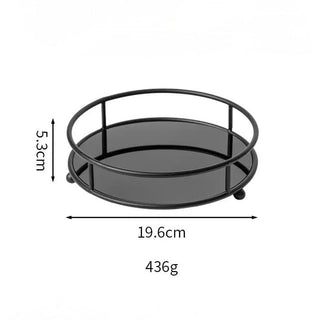 Black Iron Acrylic Round Tray Perfume Storage Cosmetic Storage Mirror Finish