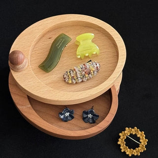 Natural Wood Sliding Tier Accessory Tray for Small Items Storage