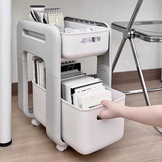tier rack wagon with casters for under-desk storage