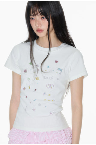[OTR] rhinestone shoulder tee