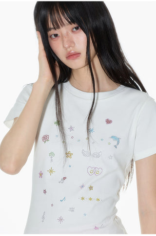 [OTR] rhinestone shoulder tee