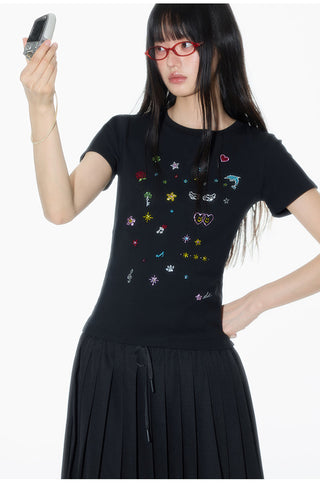 [OTR] rhinestone shoulder tee