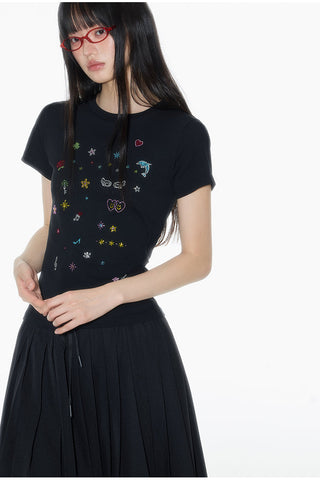 [OTR] rhinestone shoulder tee