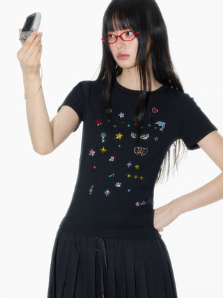[OTR] rhinestone shoulder tee